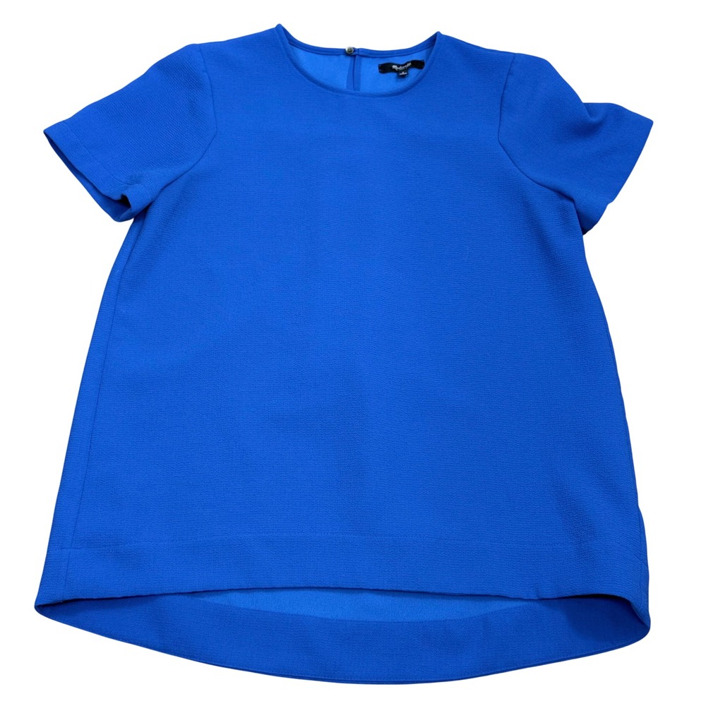 Madewell Short Sleeve Crepe Top Women Size S Blue Office Flowy Minimalist